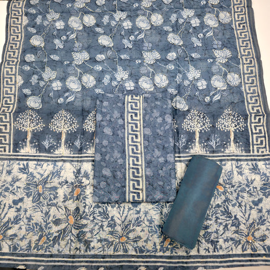 Javer Chanderi Silk Kantha Work Dress Material for Women