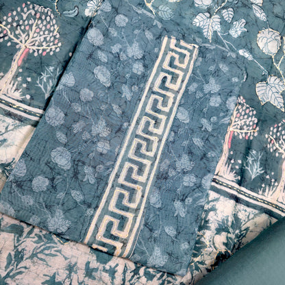 Javer Chanderi Silk Kantha Work Dress Material for Women