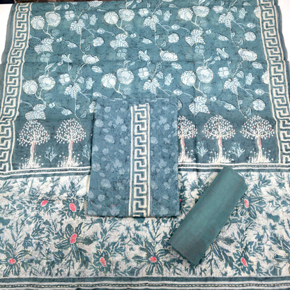 Javer Chanderi Silk Kantha Work Dress Material for Women