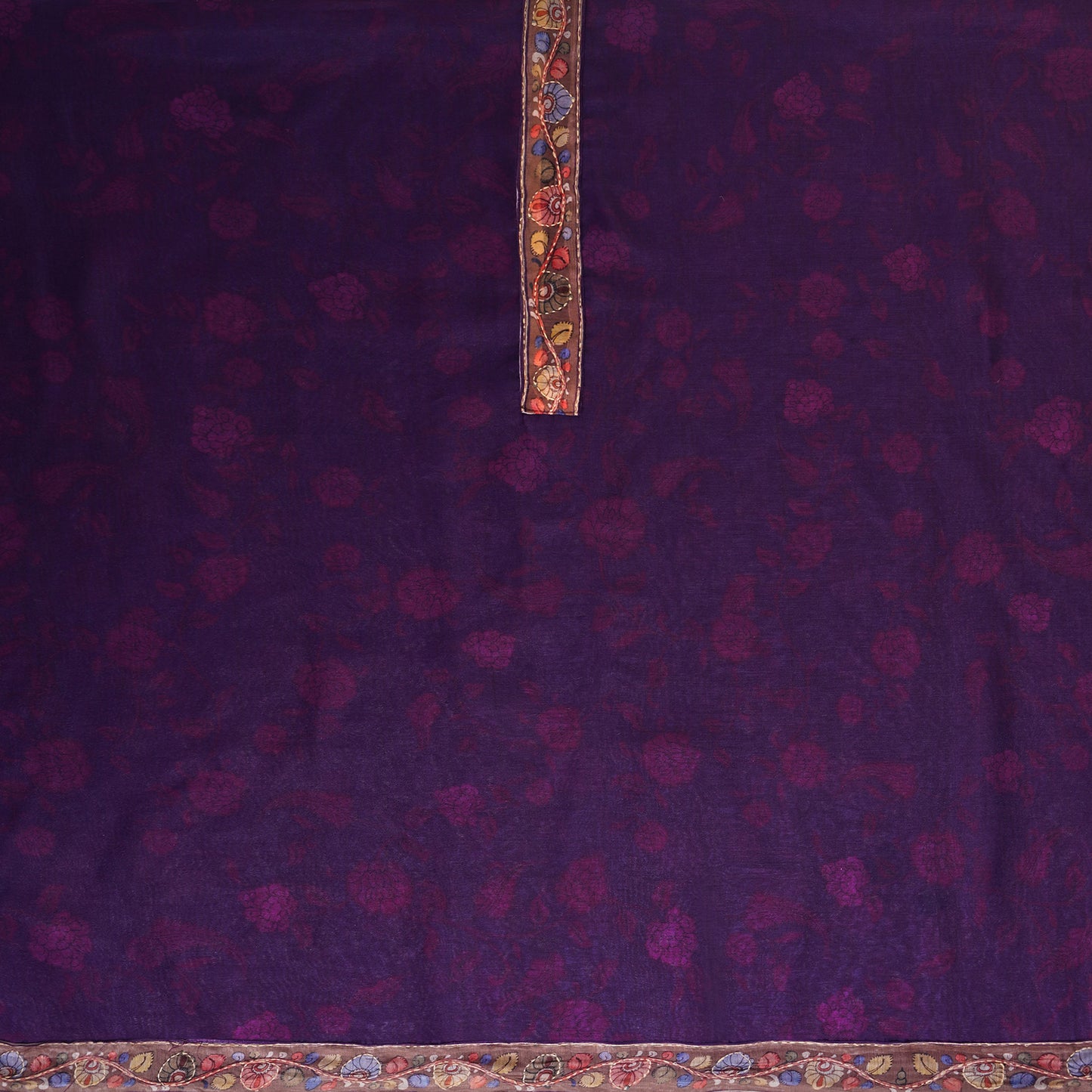 Chanderi Silk Kalamkari Print Kantha Work Unstitched Dress Material