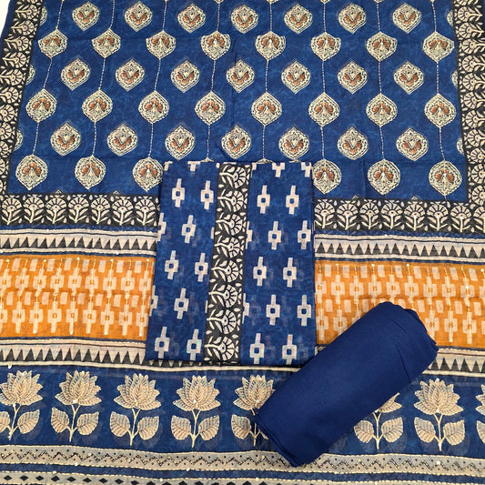 Javer Chanderi Silk Kantha Work Dress Material for Women