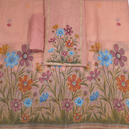 Javer Chanderi Silk Kantha Hand Work Dress Material for Women