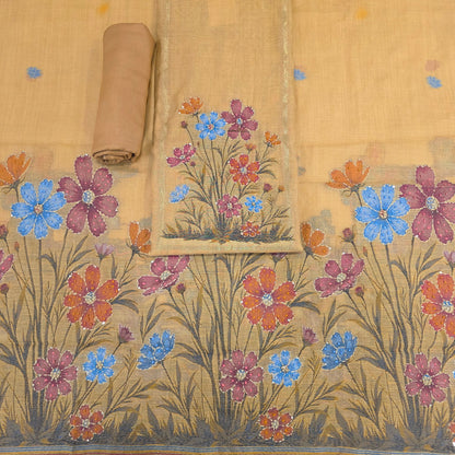 Javer Chanderi Silk Kantha Hand Work Dress Material for Women