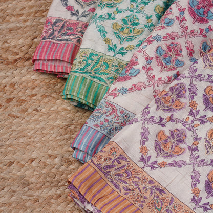 Javer Jaipuri print Chanderi Silk Zari Thread Work Unstitched Dress Material