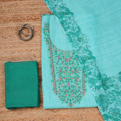 Javer Linen Kantha Work Unstitched Dress Material for Women