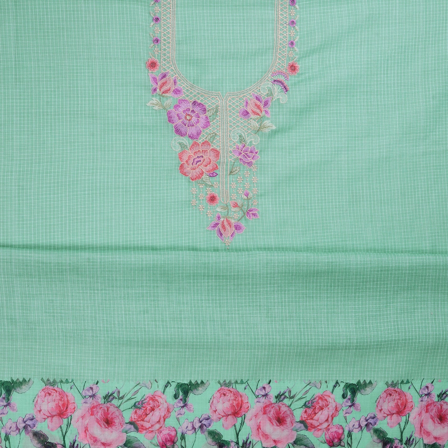 Javer Kota Silk Floral Thread Work Unstitched Dress Material for Women