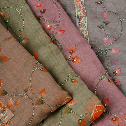 Javer Pichwai Print Organza Kantha Work Unstitched Dress Material for Women