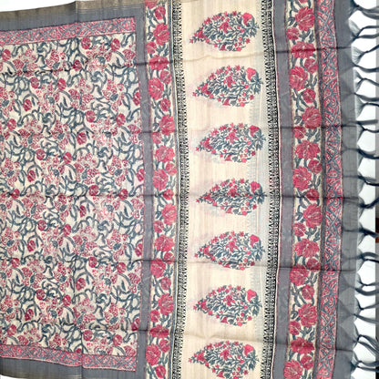 Javer Chanderi Silk Floral French Knots Dress Material for Women