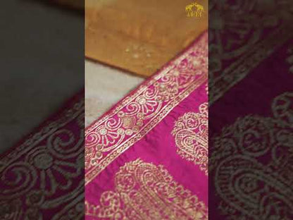 Javer Banarasi Silk Woven Zardosi Work & Golden foil Dress Material